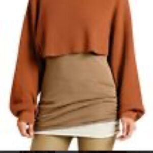 Free People Easy Street‎ cropped pullover oversized sweater orange NWOT size M